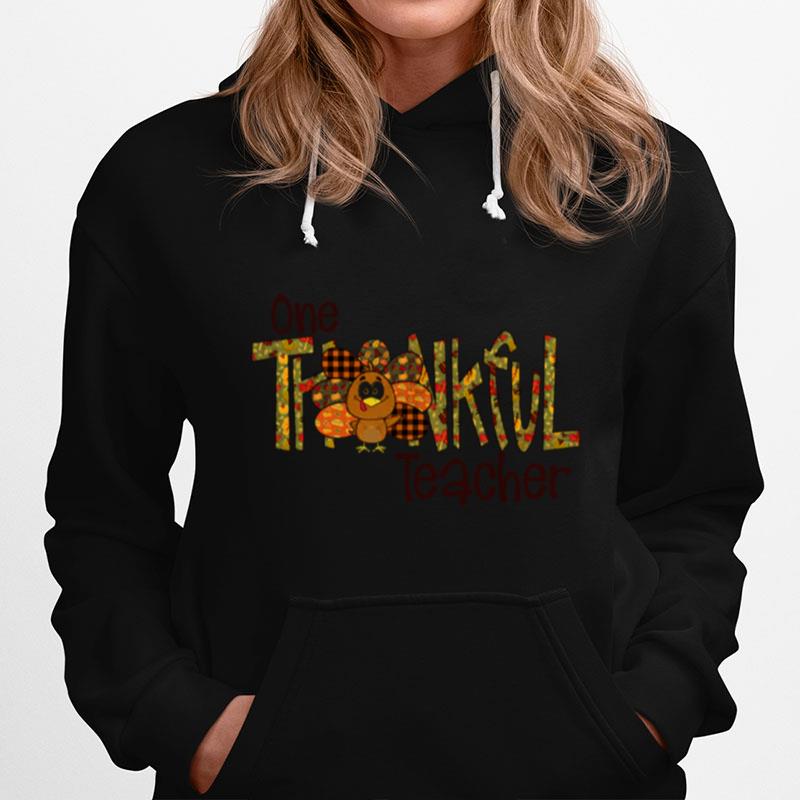 One Thankful Teacher Thanksgiving Leopard Turkey Hoodie