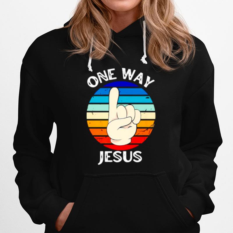 One Way Jesus People Christian Revolution Finger Up Vintage Hoodie