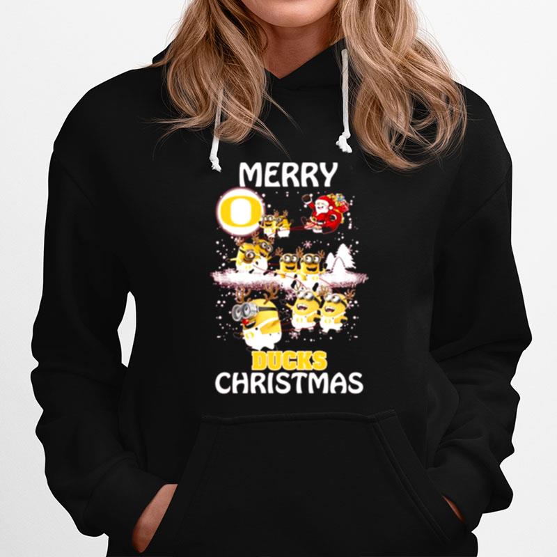 Oregon Ducks Ugly Christmas Sweaters Minions Santa Claus Merry Christmas Oregon Ducks Hoodie