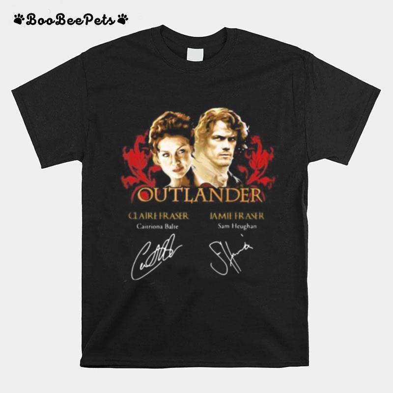 Outlander Claire Fraser Caitriona Note Jamie Fraser Sam Heughan Signatures T-Shirt