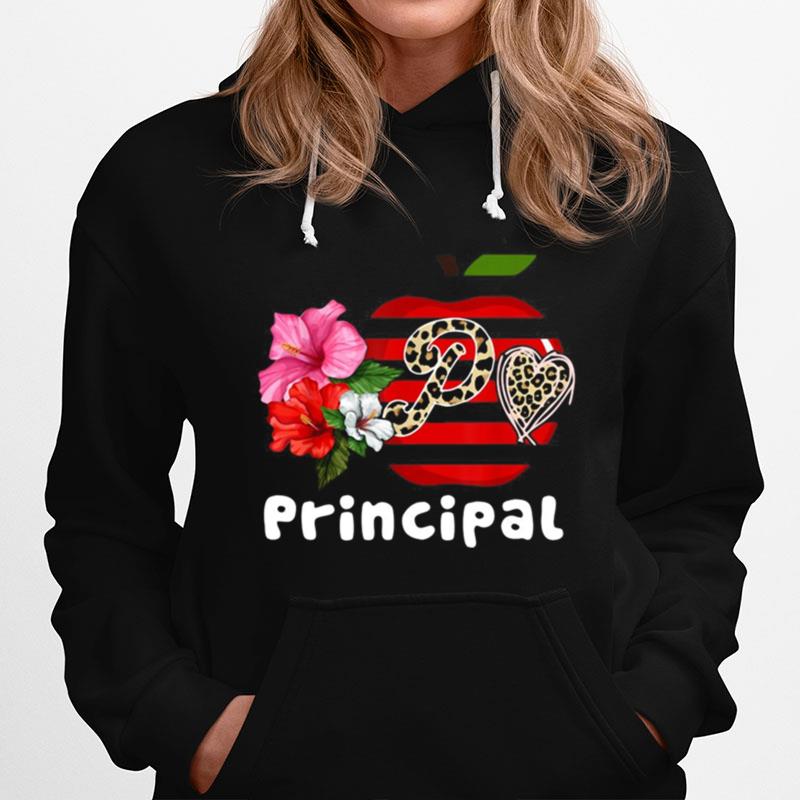 P Is For Principal Teacher Apple Floral Hoodie