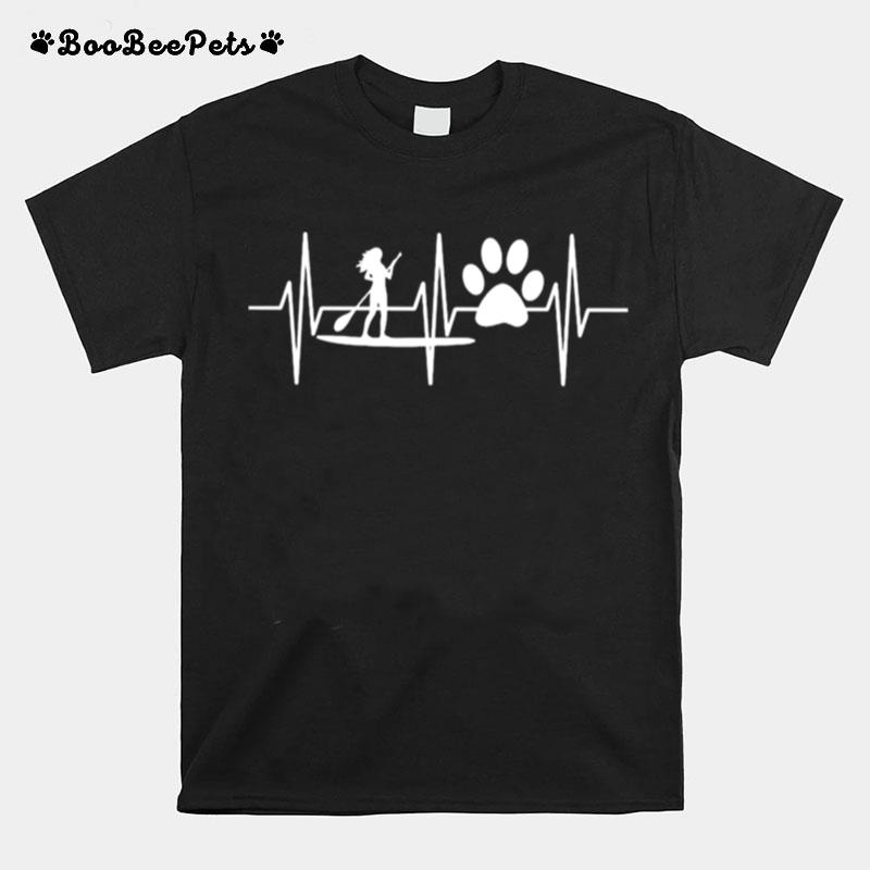 Paddleboard Dog Lover Heartbeat T-Shirt