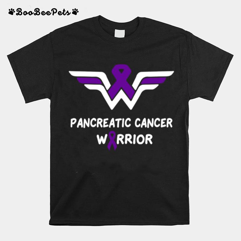 Pancreatic Cancer Awareness Warrior Support Purple Ribbon T-Shirt