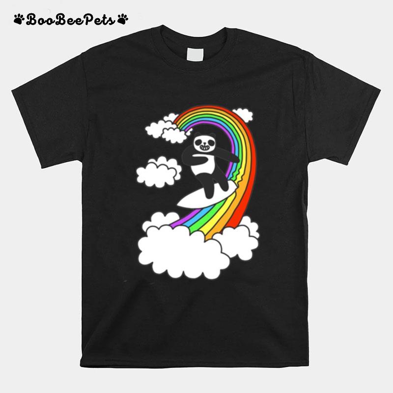 Pandas Surf Rainbows T-Shirt