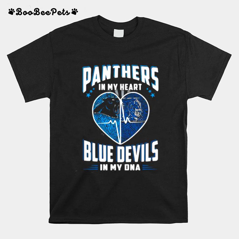 Panthers In My Heart Blue Devils In My Dna Football T-Shirt