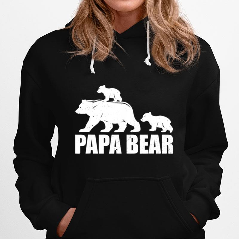 Papa Bear Two Cubs Daddy Bear Twin Papa 2 Hoodie