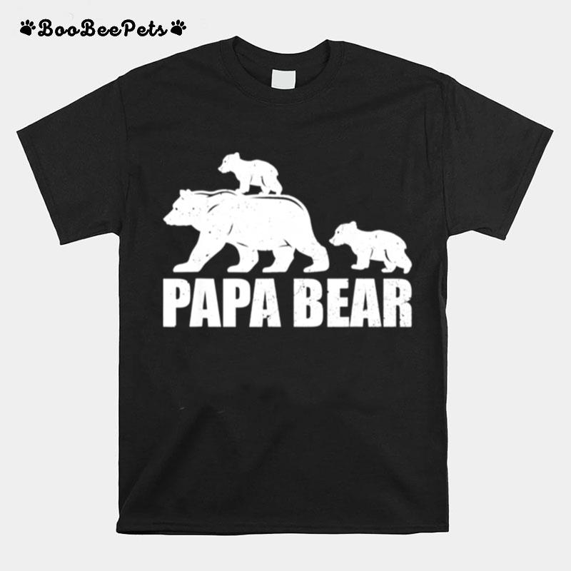 Papa Bear Two Cubs Daddy Bear Twin Papa 2 T-Shirt