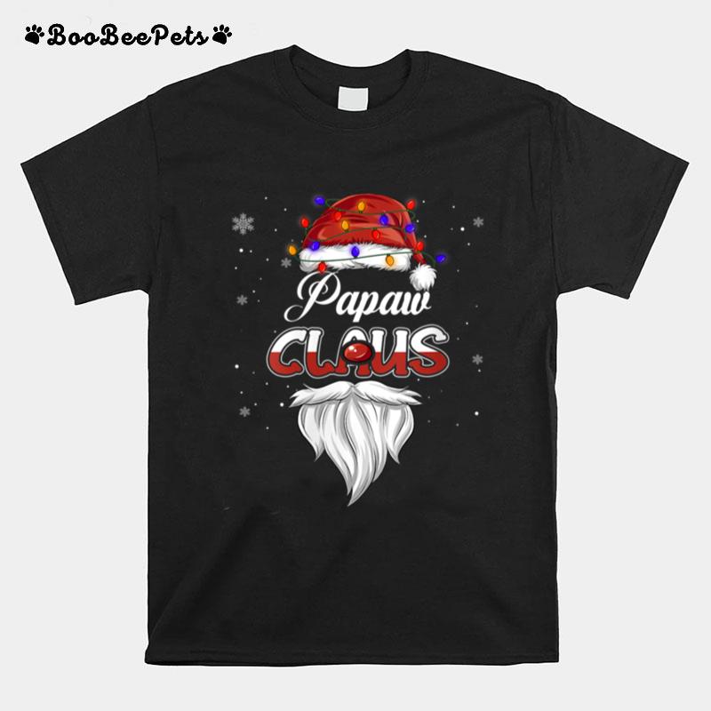 Papaw Claus Hat Lights Christmas Pajama Family Matching Xmas T-Shirt