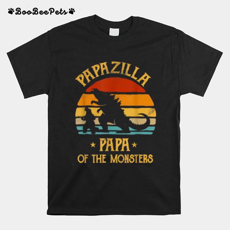 Papazilla Papa Of Monsters Grandpa Halloween Christmas Vintage T-Shirt