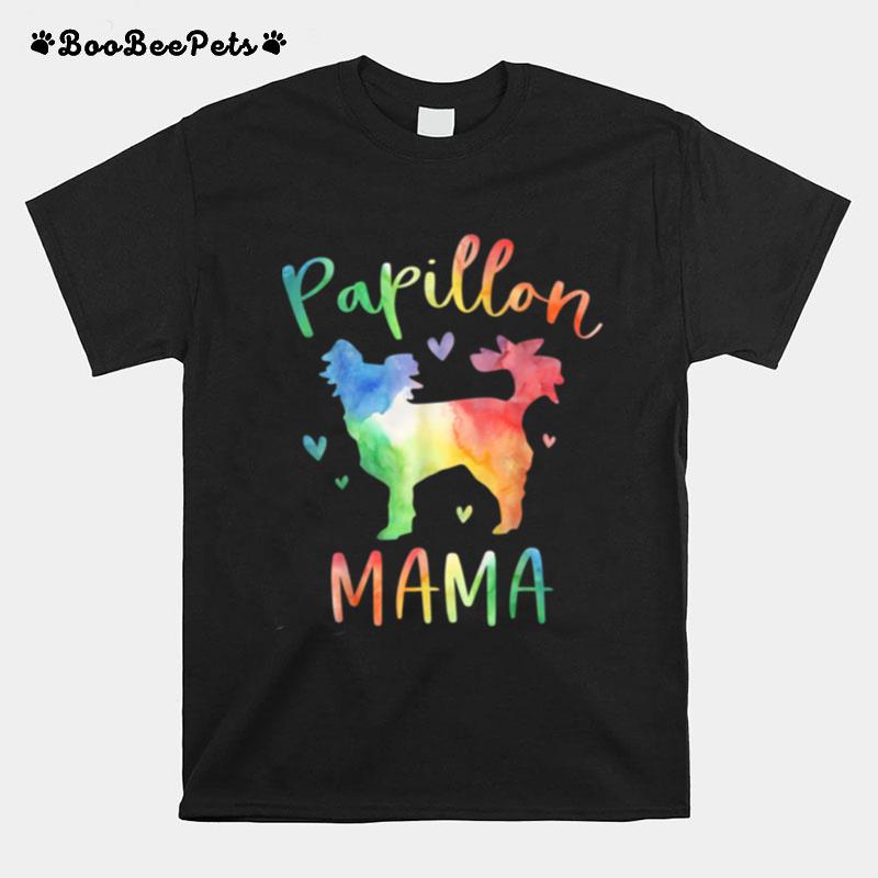 Papillon Mama Colorful Papillon Dog Mom T-Shirt