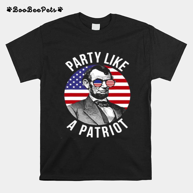 Party Like A Patriot Usa Flag Funny Fourth Of July T-Shirt