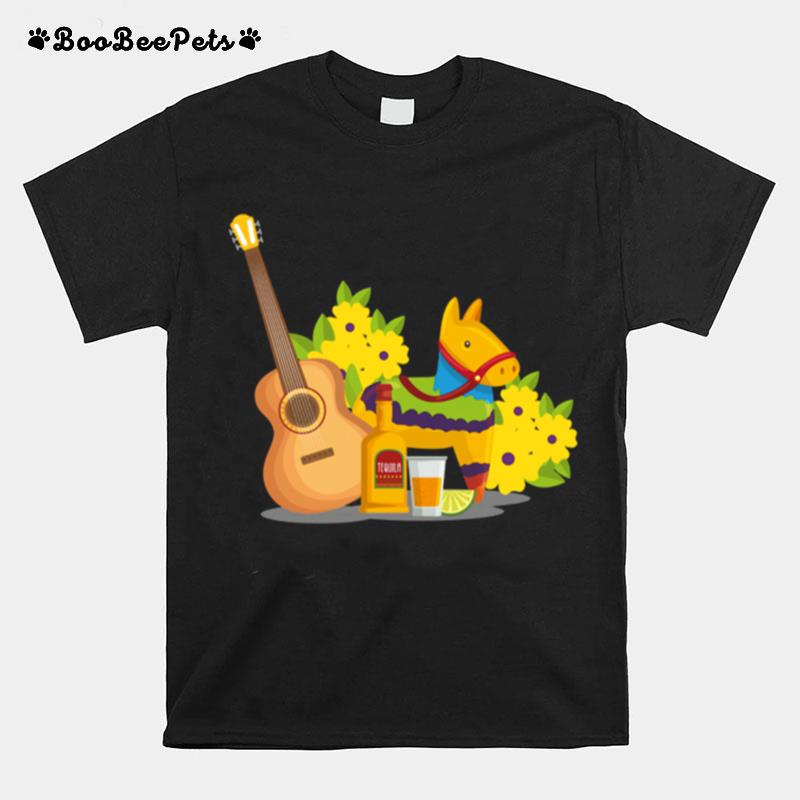 Party Tequila Guitar Day Of The Dead In Mexican Holiday T-Shirt