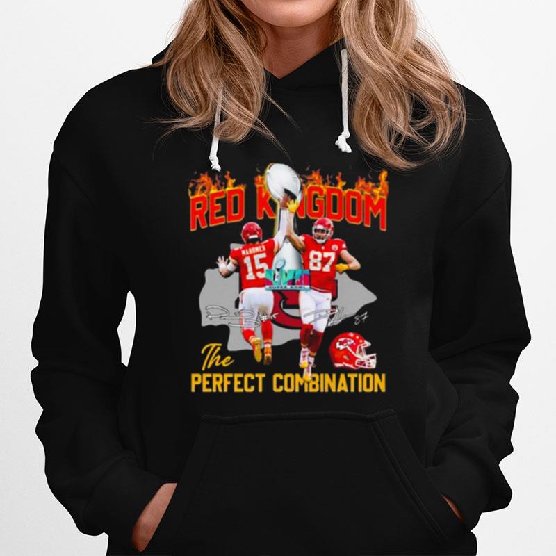 Patrick Mahomes And Travis Kelce Red Kingdom The Perfect Combination Signatures Hoodie