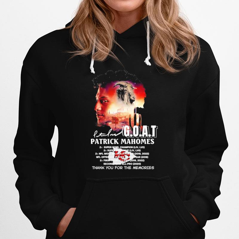 Patrick Mahomes Goat Thank You For The Memories Signature Hoodie