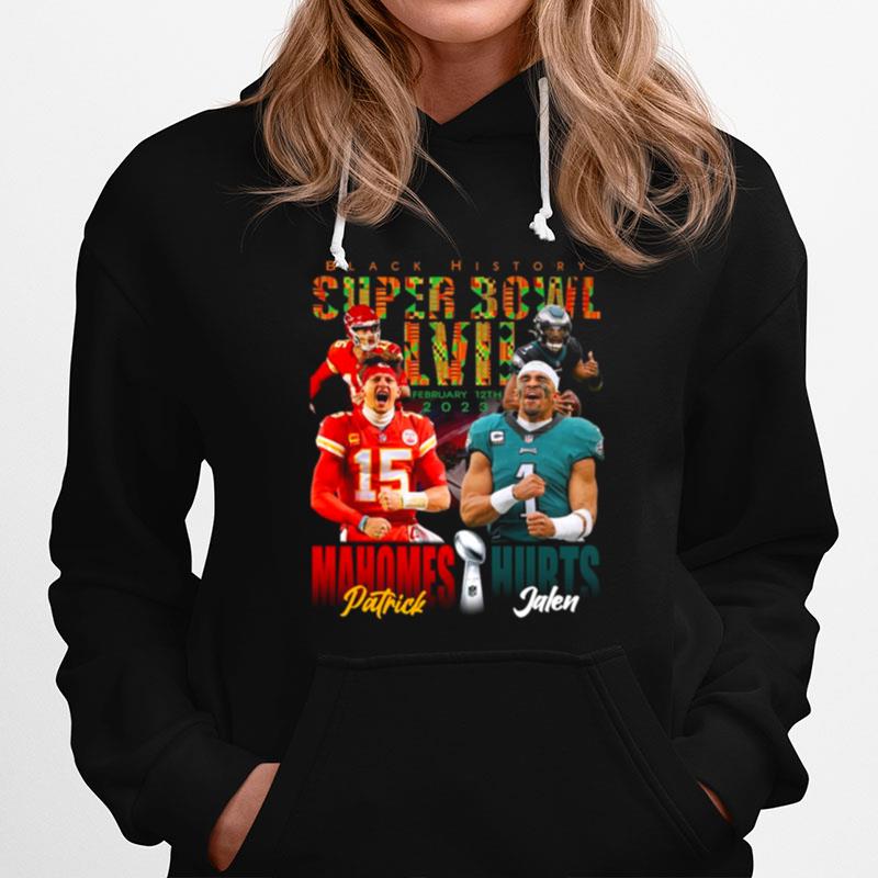 Patrick Mahomes Vs Jalen Hurts Black History Super Bowl Lvii 2023 Mens Hoodie