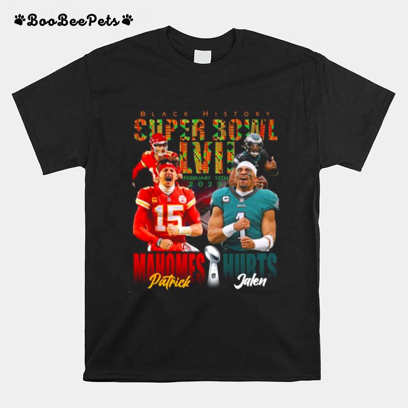 Patrick Mahomes Vs Jalen Hurts Black History Super Bowl Lvii 2023 Mens T-Shirt