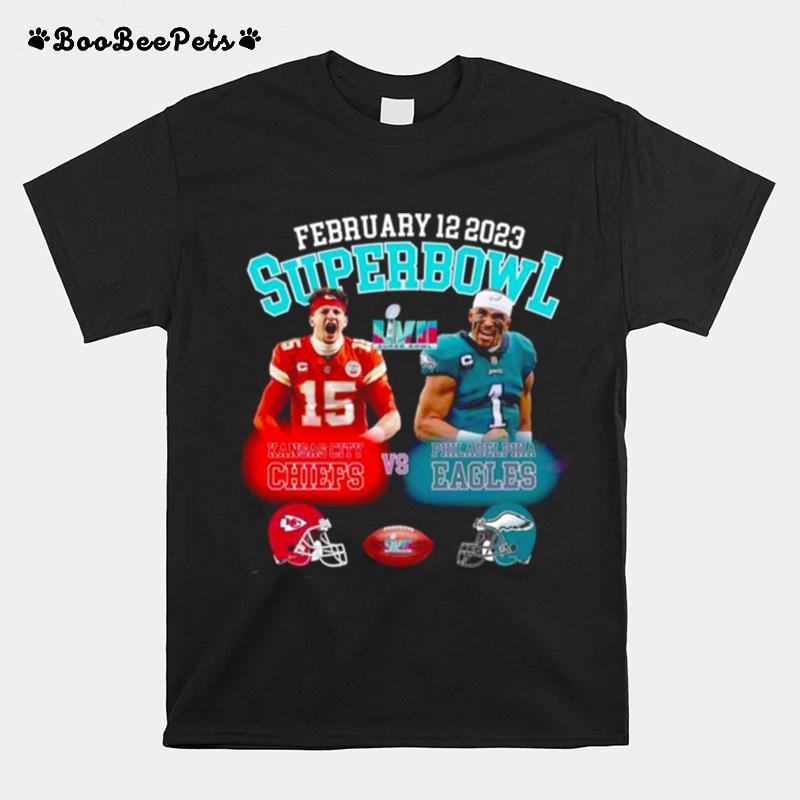 Patrick Mahomes Vs Jalen Hurts Super Bowl Lvii Chiefs Vs Eagles 2023 T-Shirt
