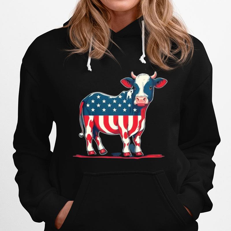 Patriotic Cow Usa Flag Hoodie