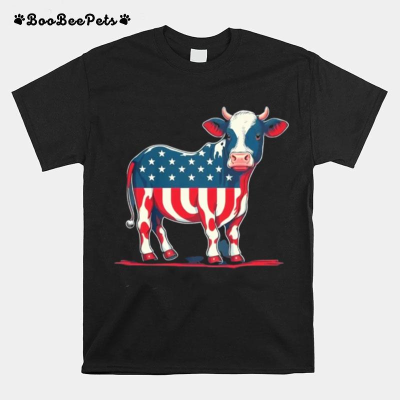 Patriotic Cow Usa Flag T-Shirt