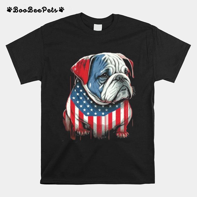 Patriotic Dog Bulldog Usa Flag T-Shirt