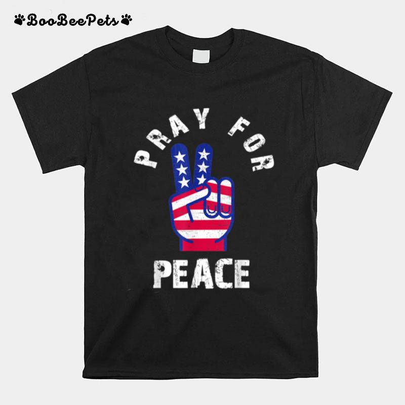 Patriotic Peace Symbol Pray For Peace Bible Verse Vintage T-Shirt