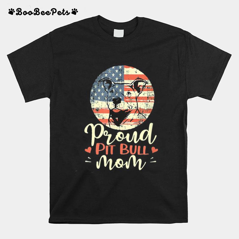 Patriotic Pitbull Retro Usa American Flag Dog Mom Mother Day T B09Znqw8Hs T-Shirt