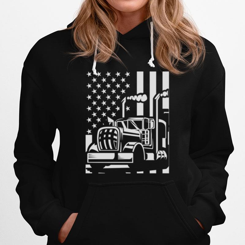 Patriotic Truck Driver Trucker 18 Wheeler American Flag Hoodie