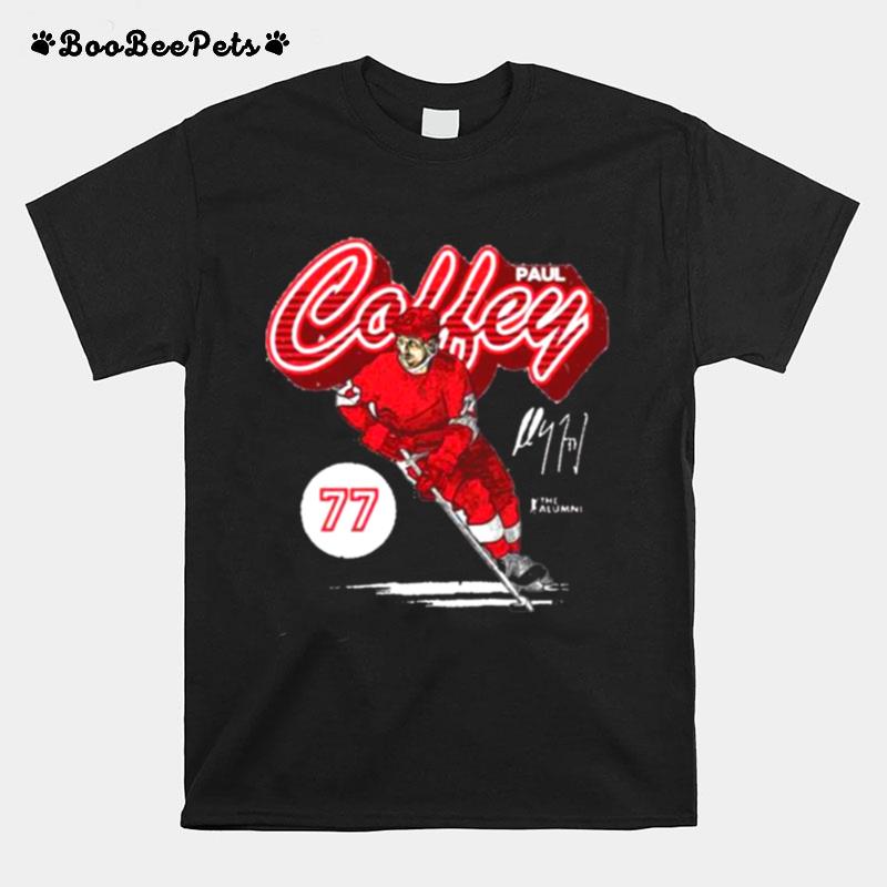 Paul Coffey Detroit Red Wings Retro Script Signature T-Shirt