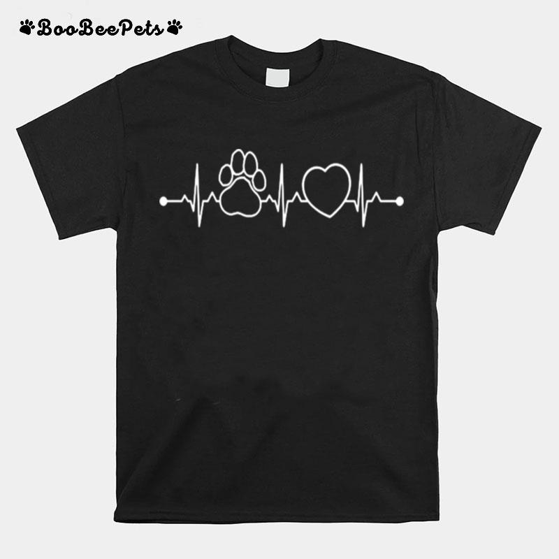 Paw Print Heartbeat For Dog Lovers T-Shirt