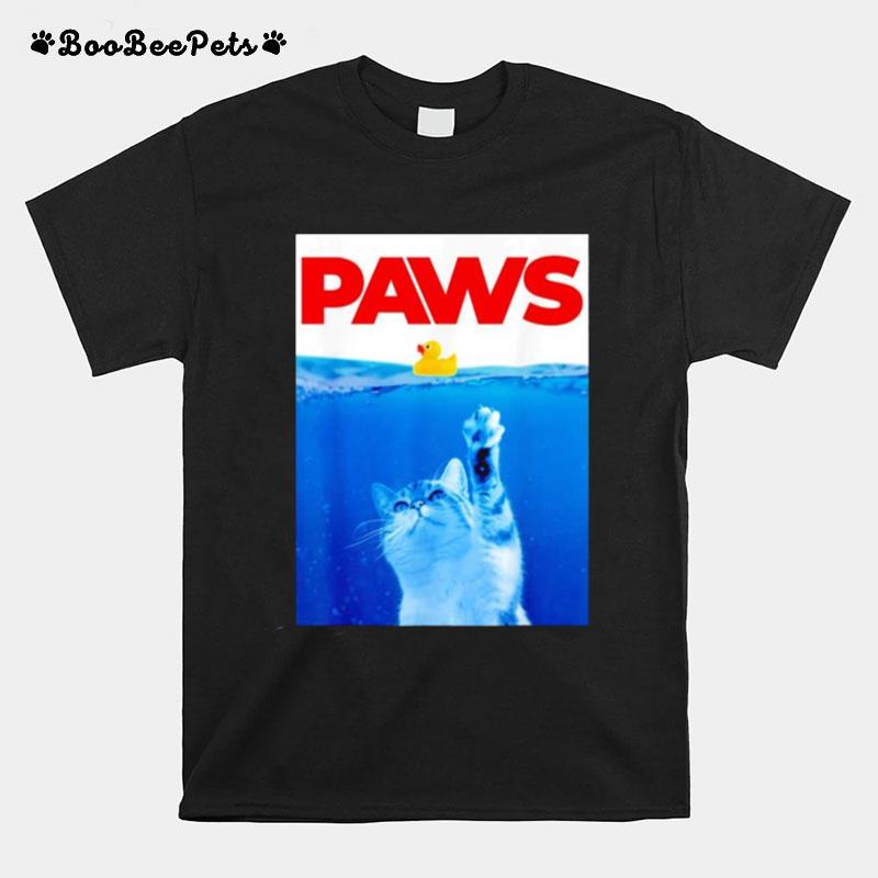 Paws Cat And Yellow Rubber Duck T-Shirt