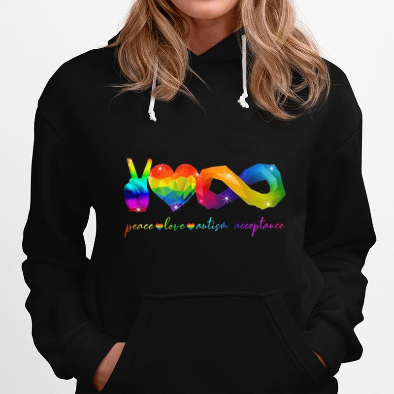 Peace Love Autism Acceptance Lgbt Hoodie