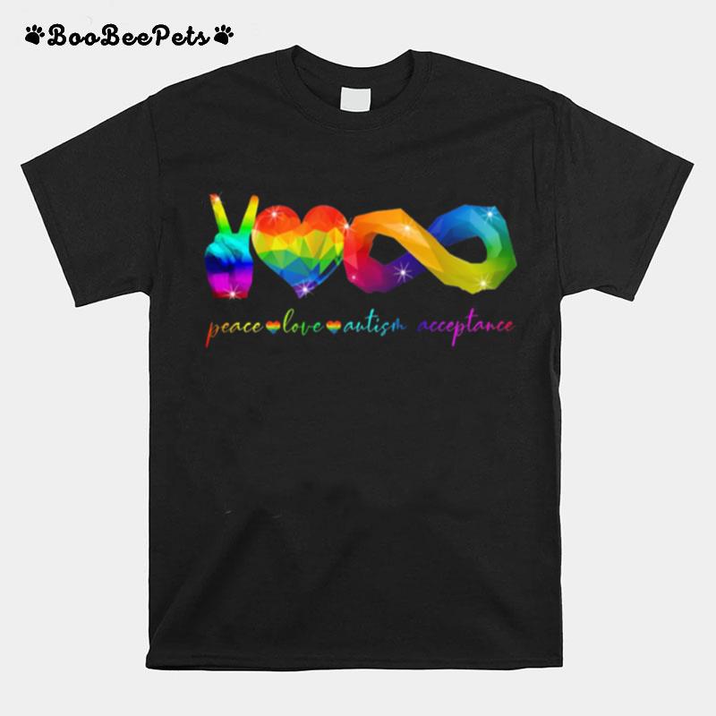 Peace Love Autism Acceptance Lgbt T-Shirt