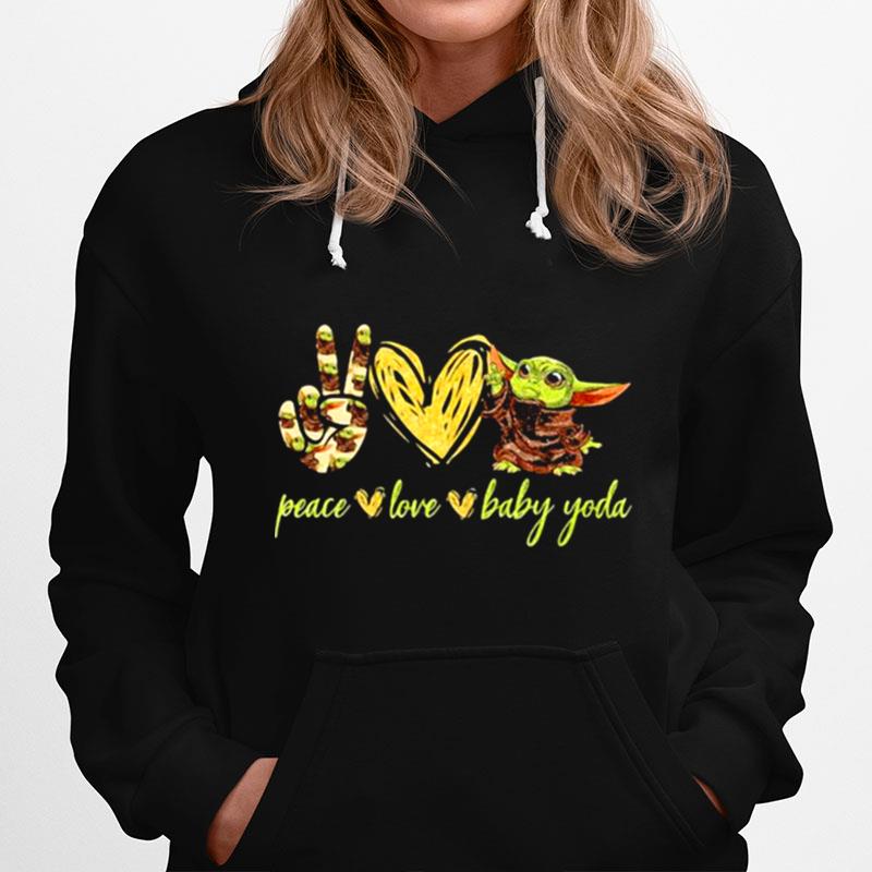 Peace Love Baby Yoda Heart Hoodie