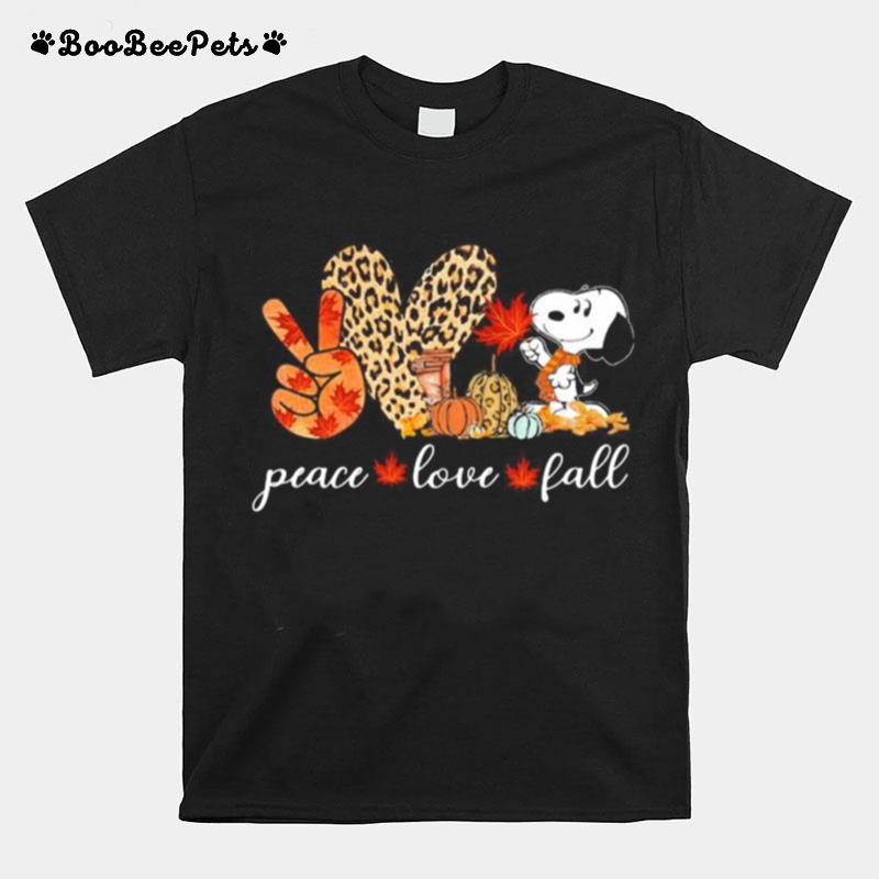 Peace Love Fall Snoopy Leopard T-Shirt