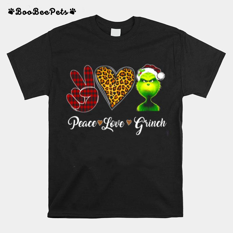 Peace Love Grinch Christmas Grinch T-Shirt