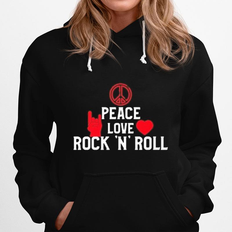 Peace Love Rock And Roll Heart Hoodie