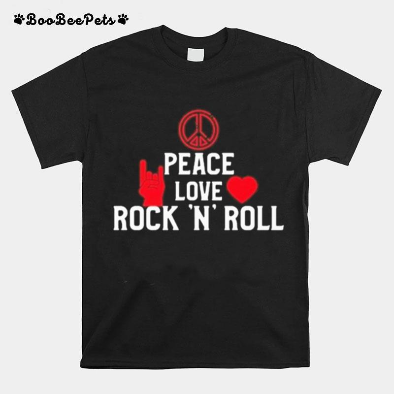 Peace Love Rock And Roll Heart T-Shirt