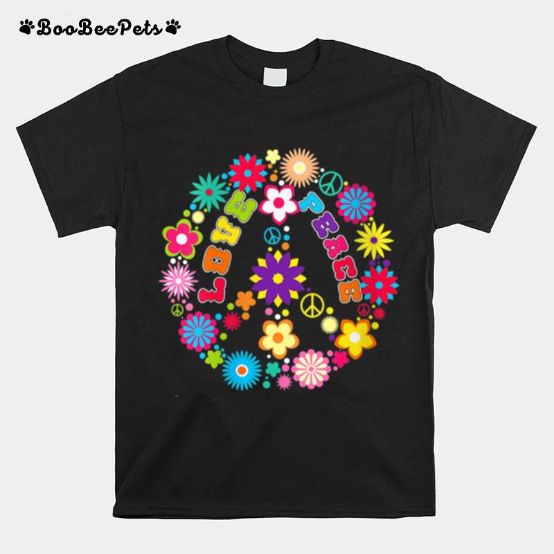 Peace Love Sign Hippie Flowers 60S 70S Bohemian Retro T-Shirt