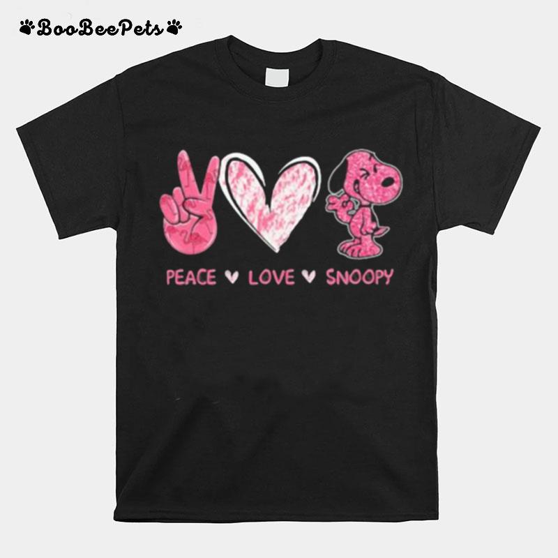 Peace Love Snoopy Pink Heart T-Shirt