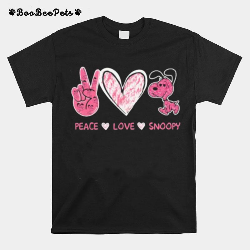 Peace Love Snoopy Pink T-Shirt