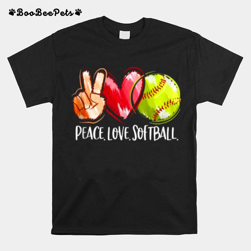 Peace Love Softball Heart T-Shirt