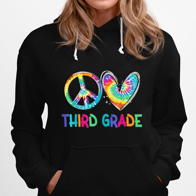 Peace Love Third Grade Back To School Happy Hoodie