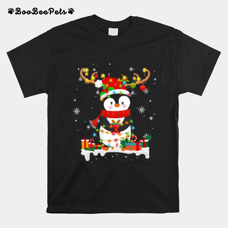 Penguin Reindeer Santa Hat Xmas Christmas T-Shirt