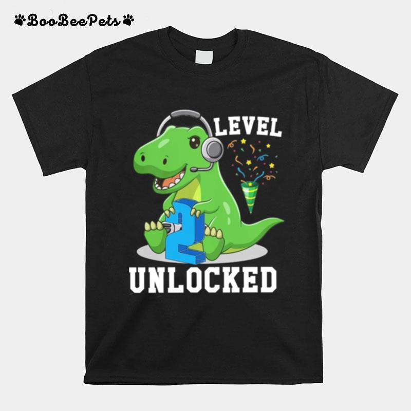 Personalized Level Unlocked T Rex Rawr Dinosaur Birthday T-Shirt