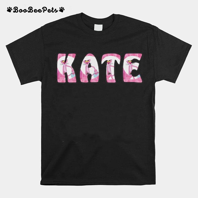 Personalized Name Pink Panther Letter Design T-Shirt