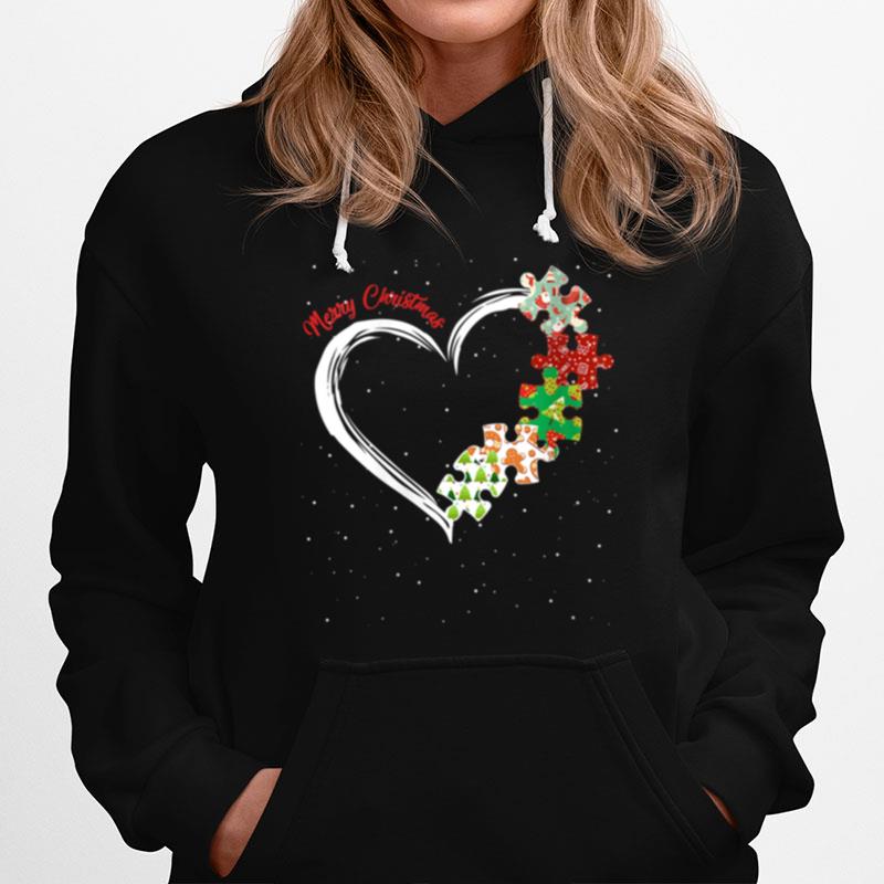 Ph Merry Christmas Autism Awareness Heart Puzzle Hoodie