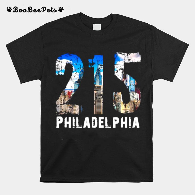 Philadelphia 215 Philly 215 Skyline Area Code T-Shirt