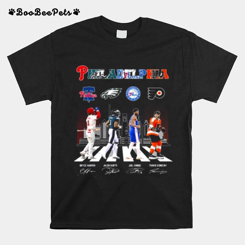 Philadelphia All Sports Teams Abbey Road Signatures 2022 T-Shirt