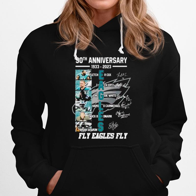 Philadelphia Eagles 90Th Anniversary 1933 2023 Fly Eagles Fly Signatures Hoodie