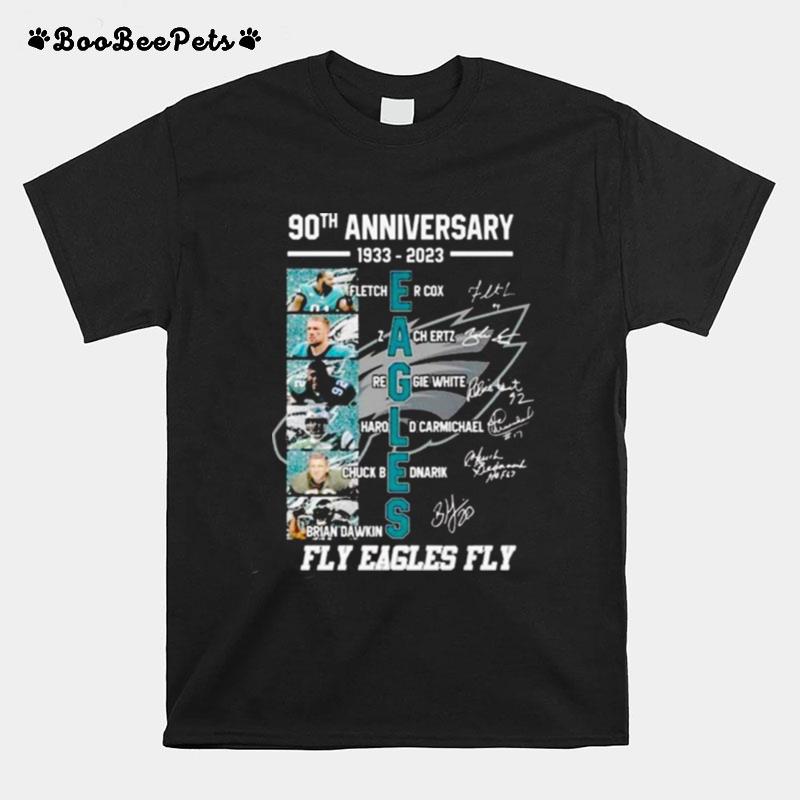 Philadelphia Eagles 90Th Anniversary 1933 2023 Fly Eagles Fly Signatures T-Shirt
